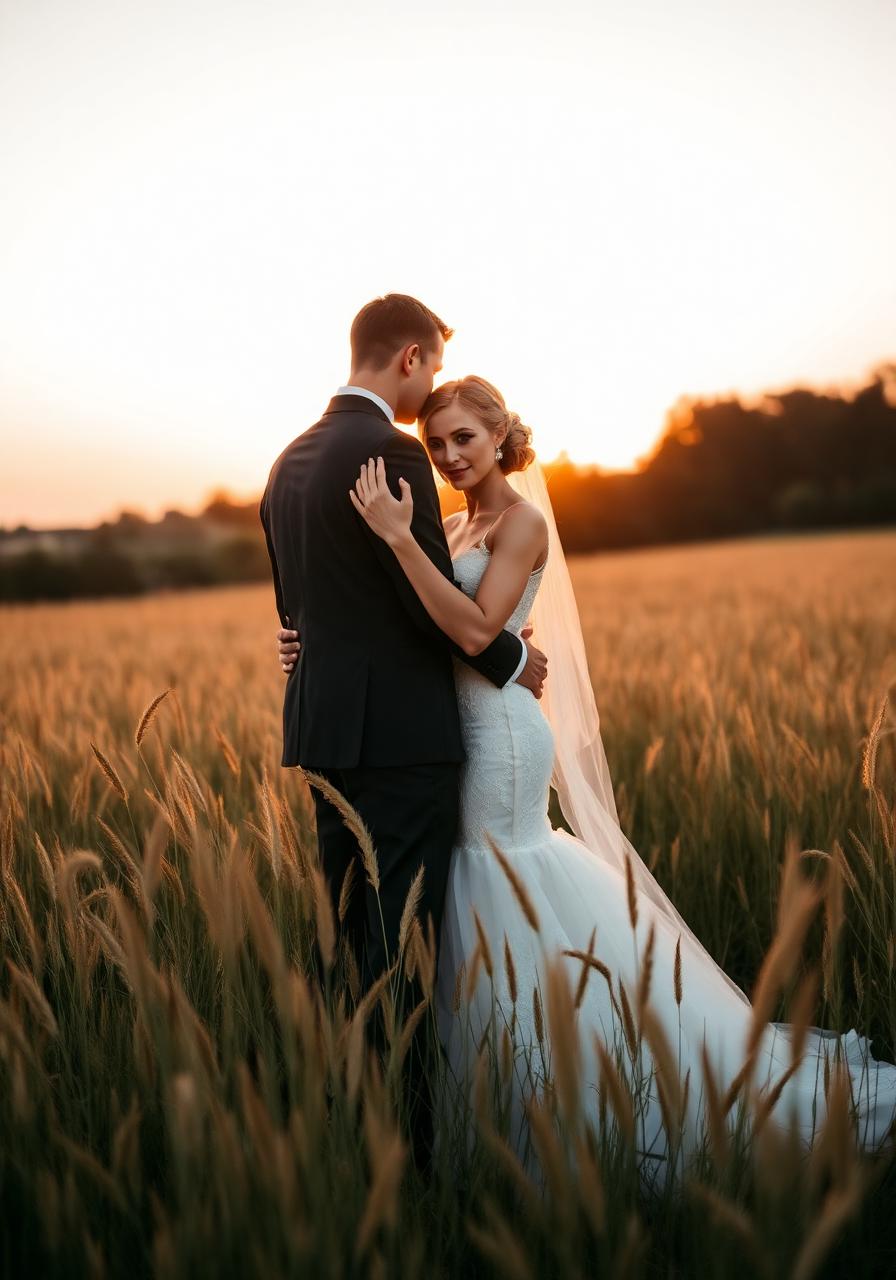 Brautpaar im Sonnenuntergang