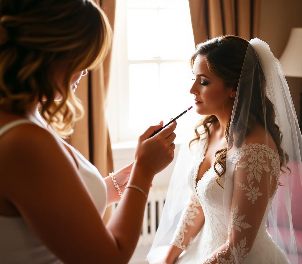 Braut beim Make-up